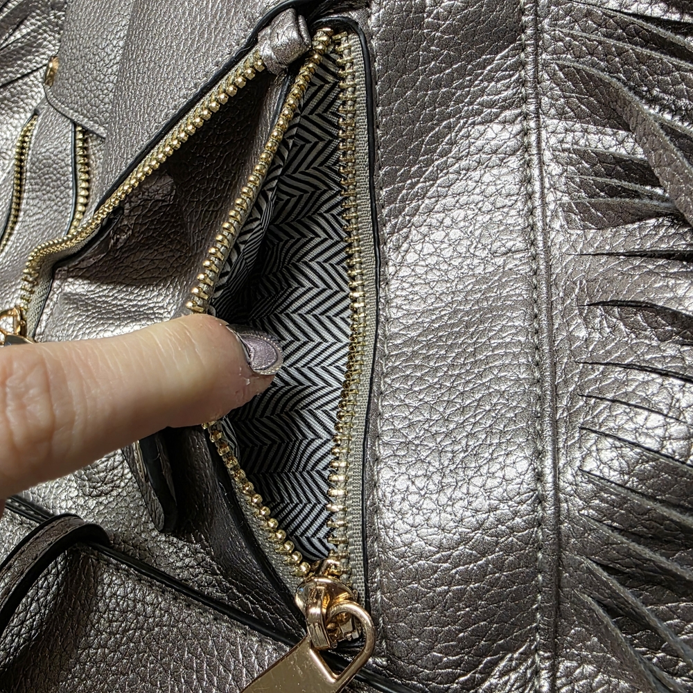 Metallic Fringe Moto Jacket Mini Backpack - Picture 2 of 9